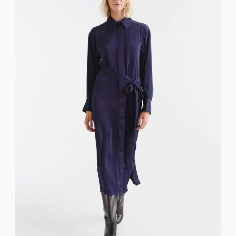H&M Long Button Shirt Dress in Black, Small